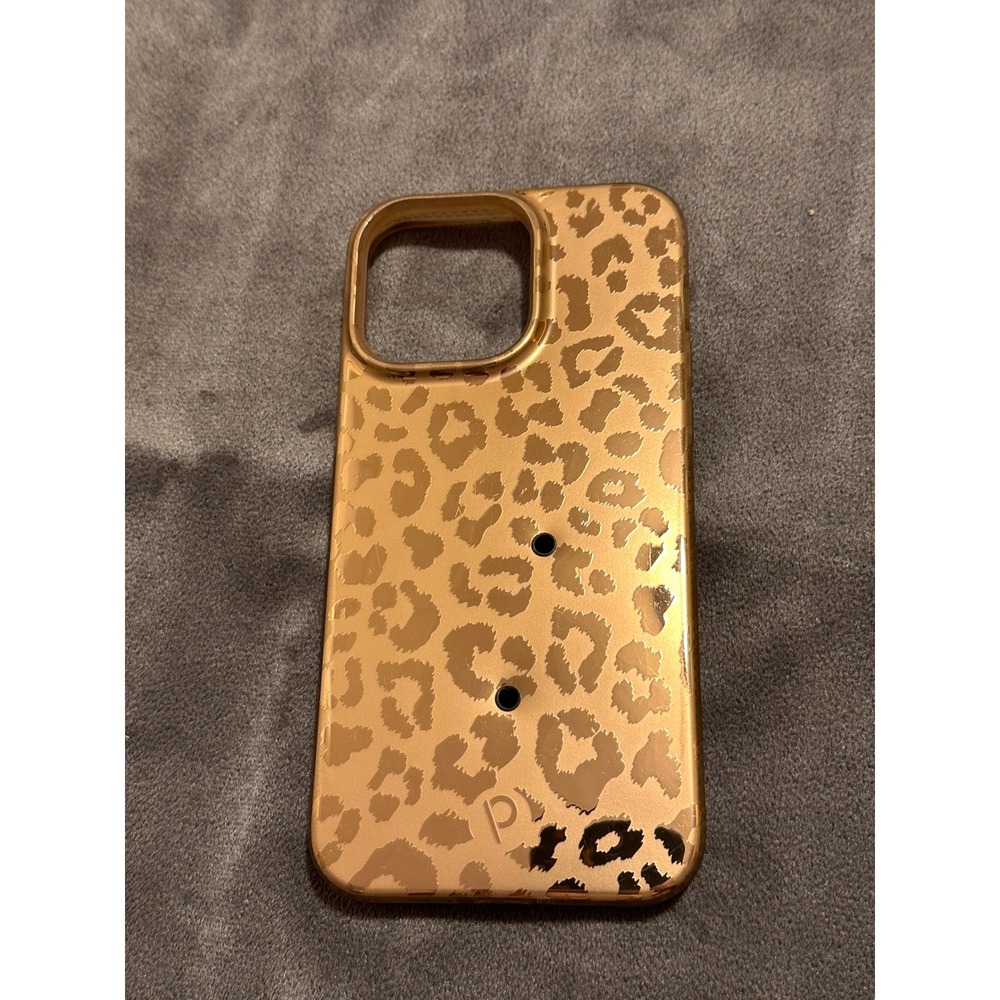 Loopy Case iPhone 14 Pro Max Gold Metallic Leopard Print Cover